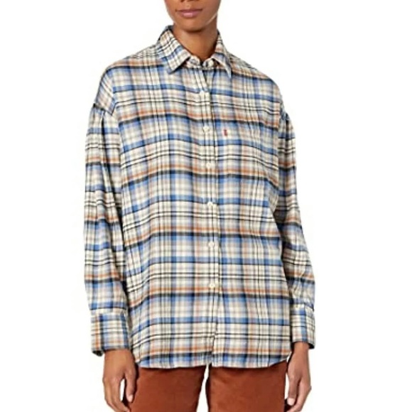NEW Size Large Levis Kenna Menswear Plaid Flannel Oversized Button Up Shirt - Picture 3 of 10